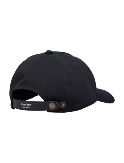 Tom Ford Black Baseball Cap With Logo Embroidery On The Front And Logo Lettering On The Rear In Cotton Man In Black