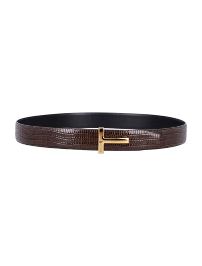 Tom Ford T Belt Reversibile 3cm In Red