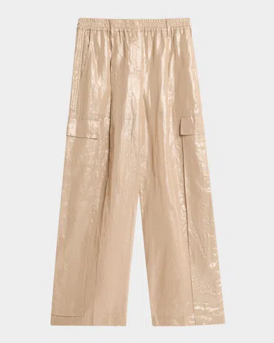 Brunello Cucinelli Metallic Cotton Gauze Wide-leg Explorer Pants