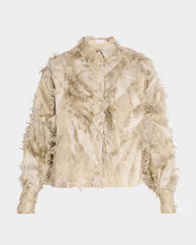 Brunello Cucinelli Fringed Fil Coupe Jacquard Bomber Jacket In Neutral