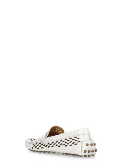 Tod's White Leather Loafers