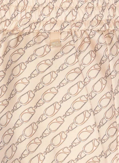 Herno Silk Pants With All-over Monogram Pattern In Neutral