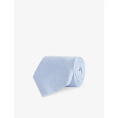 Gucci Adjustable Patterned Silk Tie With Smooth Texture In Blue