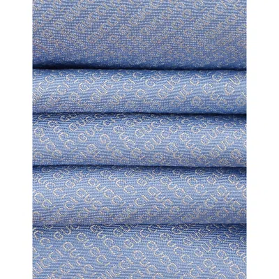 Gucci Adjustable Patterned Silk Tie With Smooth Texture In Blue