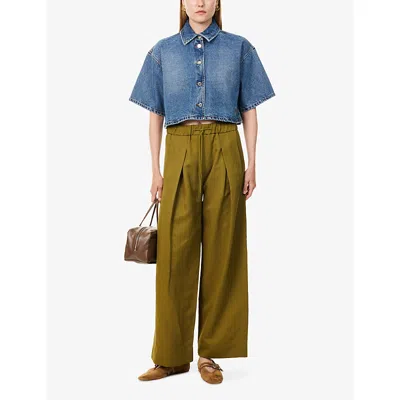 Me And Em Womens  Wide-leg Pleated Woven Trousers