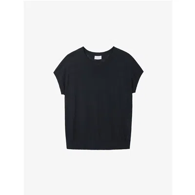 The White Company S  Button-back Short-sleeve Cotton And Linen-blend T-shirt