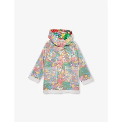 Stella Mccartney Earth Friends Hooded Woven Raincoat 4-12 In Multi