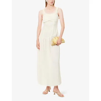 Amy Lynn Womens  Viola Rose-appliqué Woven Maxi Dress In Neutral