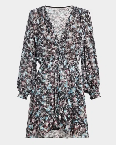 Iro Risli Long-sleeve Silk Mini Dress In Gray