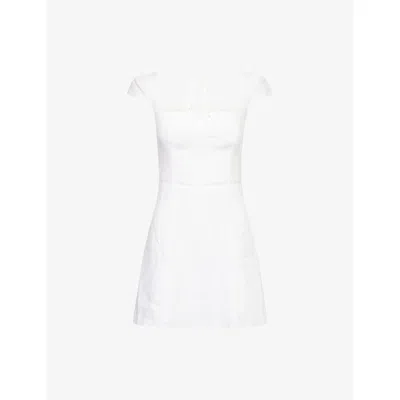 Reformation Womens  Loula Square-neck Linen Mini Dress In White