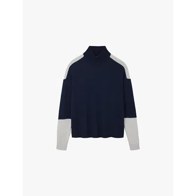 The White Company S  Funnel-neck Colour-block Wool And Cashmere-blend Jumper