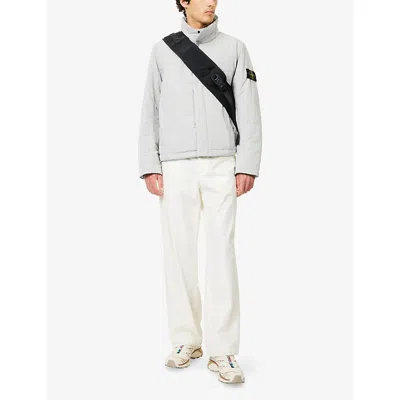 Stone Island Mens  Micro Twill Logo-patch Padded Woven Jacket In Gray