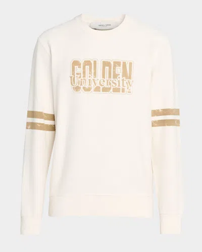 Golden Goose Ivory Cotton Sweatshirt With Contrasting Logo In Gray