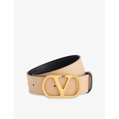 Valentino Womens  Garavani Vlogo Signature Reversible Leather Belt
