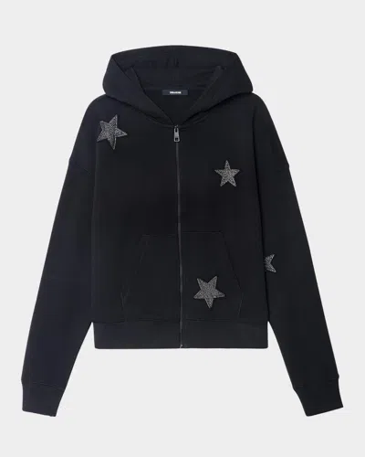 Zadig & Voltaire Knitwear With Hooded Design And Star Embellishments In Black