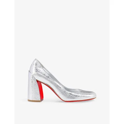Christian Louboutin Womens  Miss Sab 85 Metallic-leather Courts