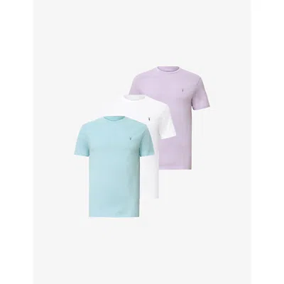 Allsaints Mens  Brace Logo-embroidered Pack Of Three Cotton-jersey T-shirts In Multi