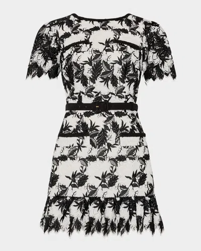 Milly Paola Two-tone Lace Mini Dress In Black