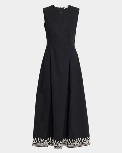 By Malene Birger Margrethe Embroidered Cotton Dress In Black