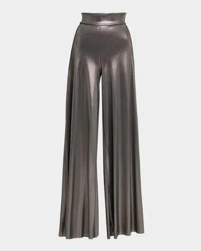 Chiara Boni La Petite Robe Wide-leg Metallic Pants In Gray