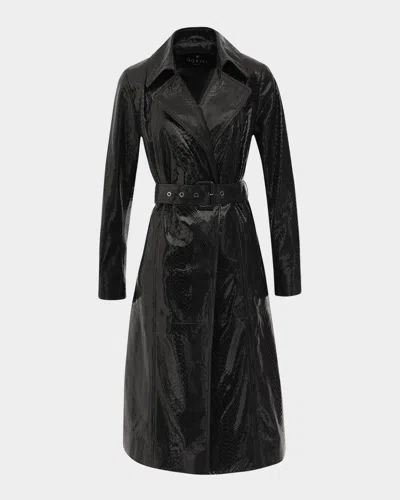 Gorski Python-embossed Metis Suede Belted Trench Coat