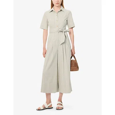 Me And Em Womens  Striped Wide-leg Stretch-cotton Blend Jumpsuit