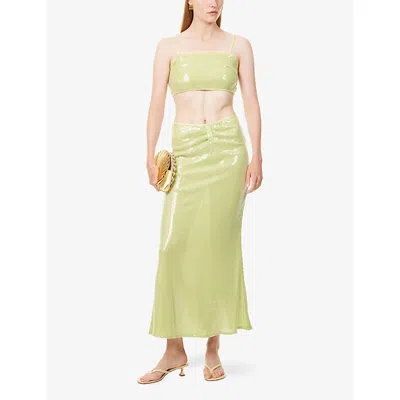 Amy Lynn Womens  Ambra Sequin Woven Top In Green