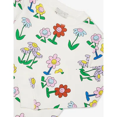 Stella Mccartney Flower-print Round-neck Cotton-jersey Sweatshirt 4-14 In Multi
