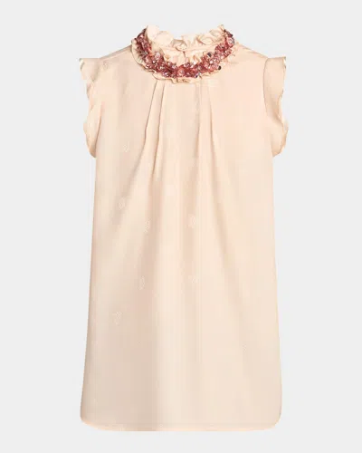 Etro Sleeveless Embellished Neck Blouse In Pink