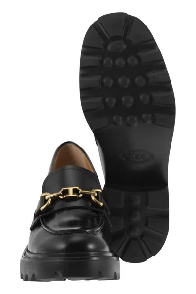 Tod's Leather Moccasin With Carrarmato Bottom