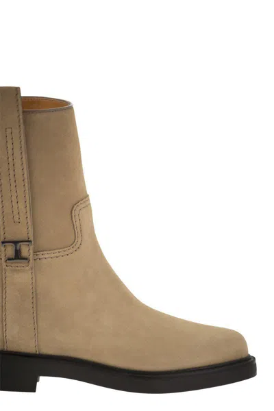 Tod's Suede Ankle Boot In Neutral