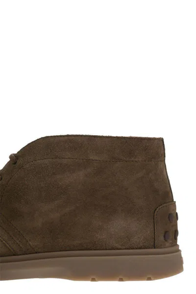 Tod's Men Suede Leather Boots In Brown