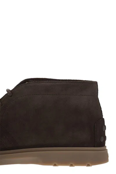 Tod's Men Suede Leather Boots In Brown