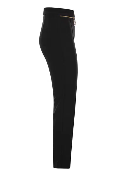 Elisabetta Franchi Straight Crepe Trousers With Zip