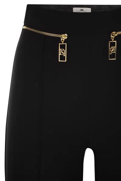 Elisabetta Franchi Straight Crepe Trousers With Zip