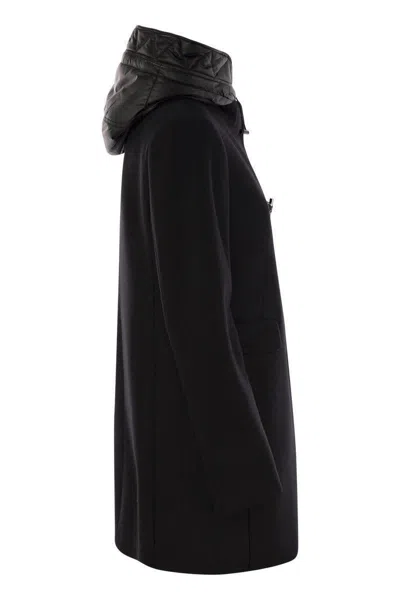 Fay Toggle Coat In Wool Cloth In Black