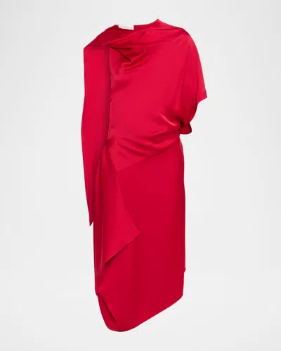 Stella Mccartney Satin Asymmetric Midi Dress