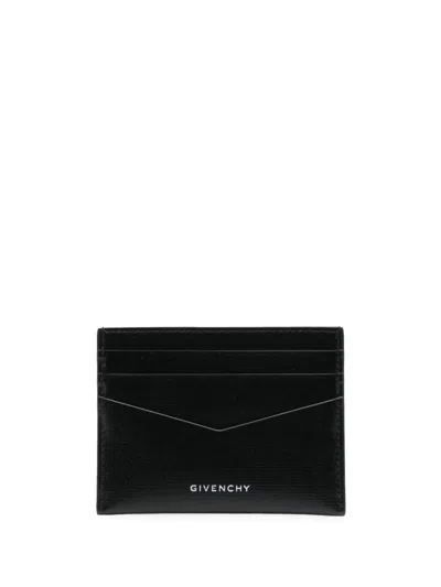 Givenchy Logo Glossed Leather Card Holder In Black