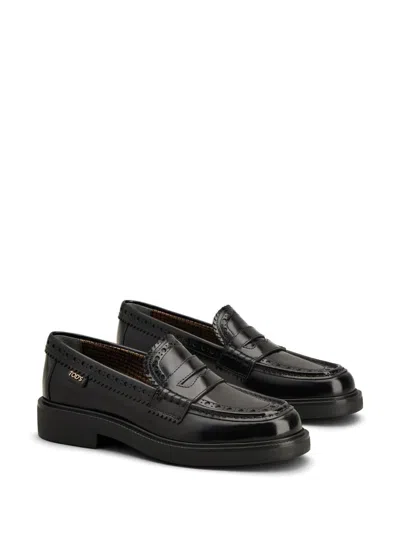 Tod's Leather Loafer Shoes In Black