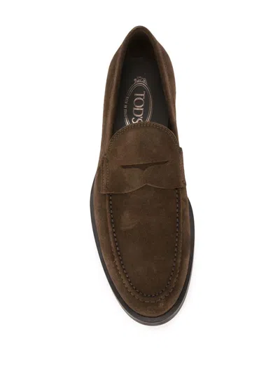 Tod's Leather Loafer Shoes In Brown