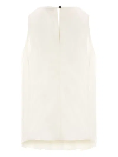 Maria Calderara Sleeveless Pleated Blouse In White