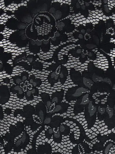 Venuja 'bohemia' Black Top With Halterneck And All-over Floral Embroidery In Black