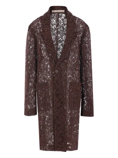 Meta Campania Collective Floral Lace Single-breasted Coat
