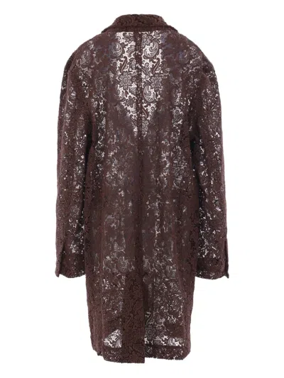 Meta Campania Collective Floral Lace Single-breasted Coat