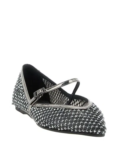 Le Silla Embellished Pointed Toe Ballet Flats With Textured Surface