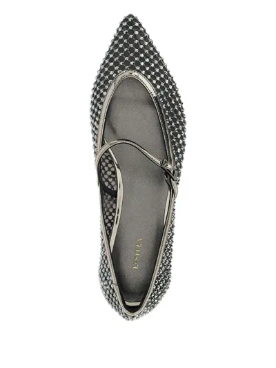 Le Silla Embellished Pointed Toe Ballet Flats With Textured Surface