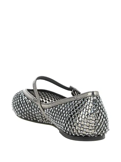 Le Silla Embellished Pointed Toe Ballet Flats With Textured Surface