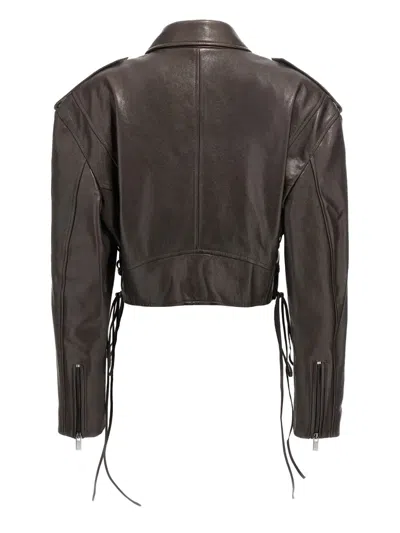 Magda Butrym 19 Side-zip Lace-up Leather Jacket In Brown