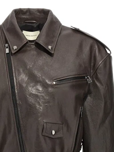 Magda Butrym 19 Side-zip Lace-up Leather Jacket In Brown