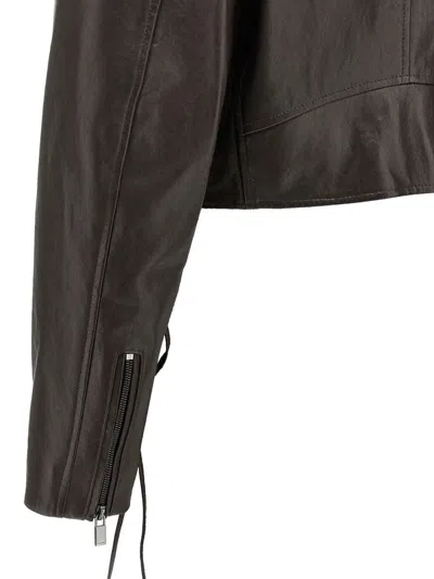 Magda Butrym 19 Side-zip Lace-up Leather Jacket In Brown